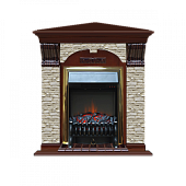 Каминокомплект Glenrich Арочный Грот однотонный угловой (красное дерево)+Fobos Brass